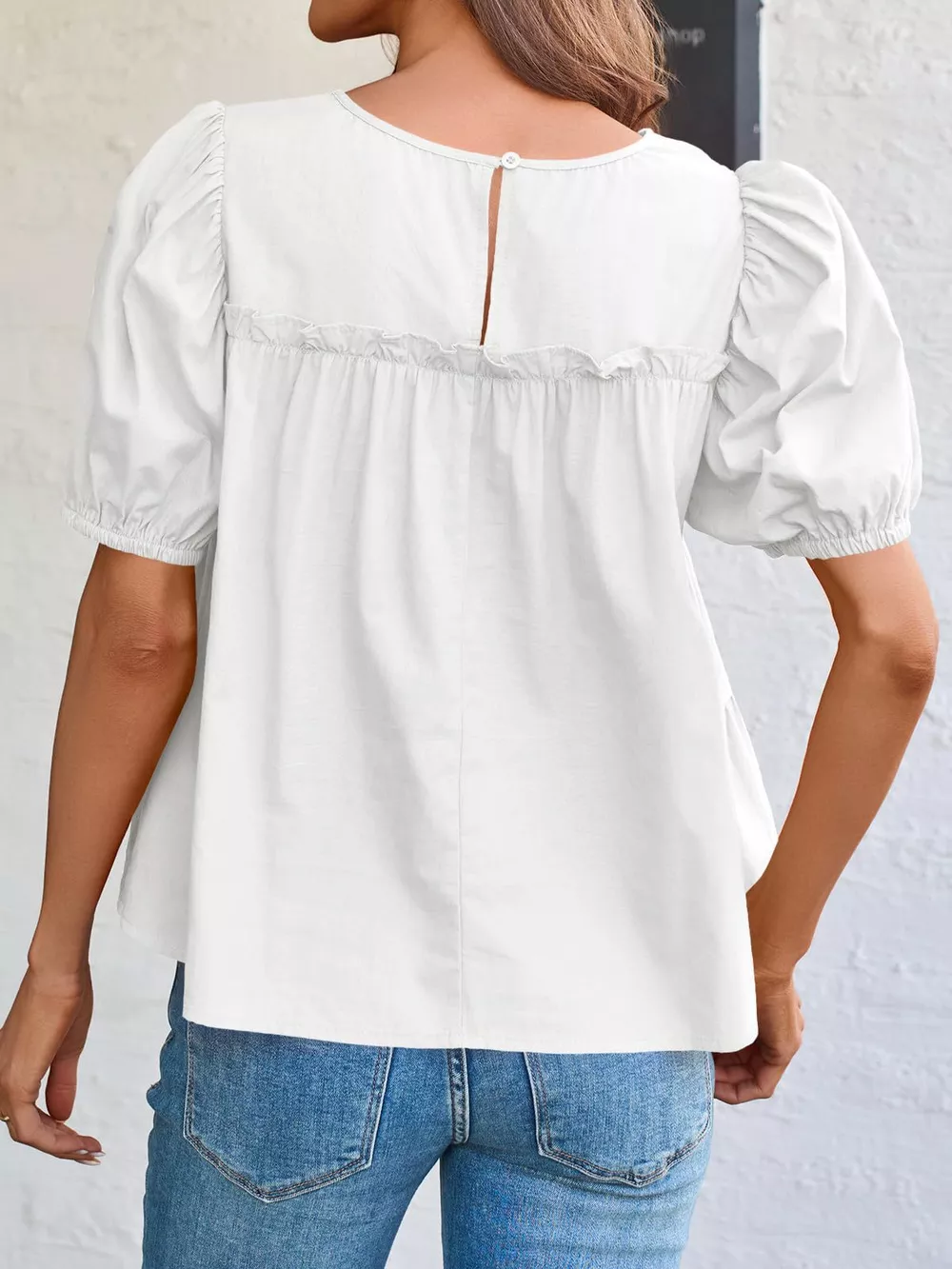 Ruched Tiered Puff Sleeve Blouse, image 6