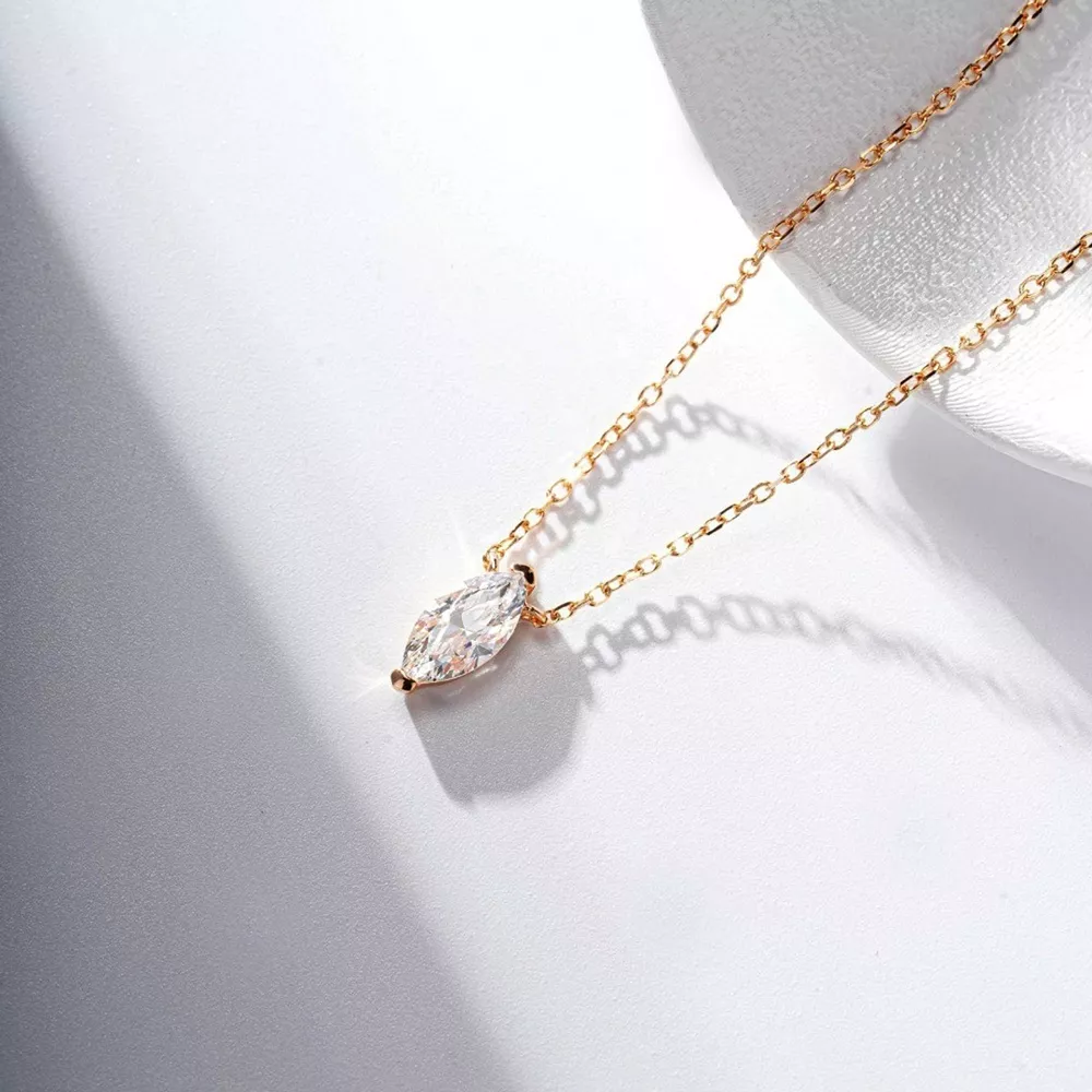 925 Sterling Silver Zircon Teardrop Necklace, image 3
