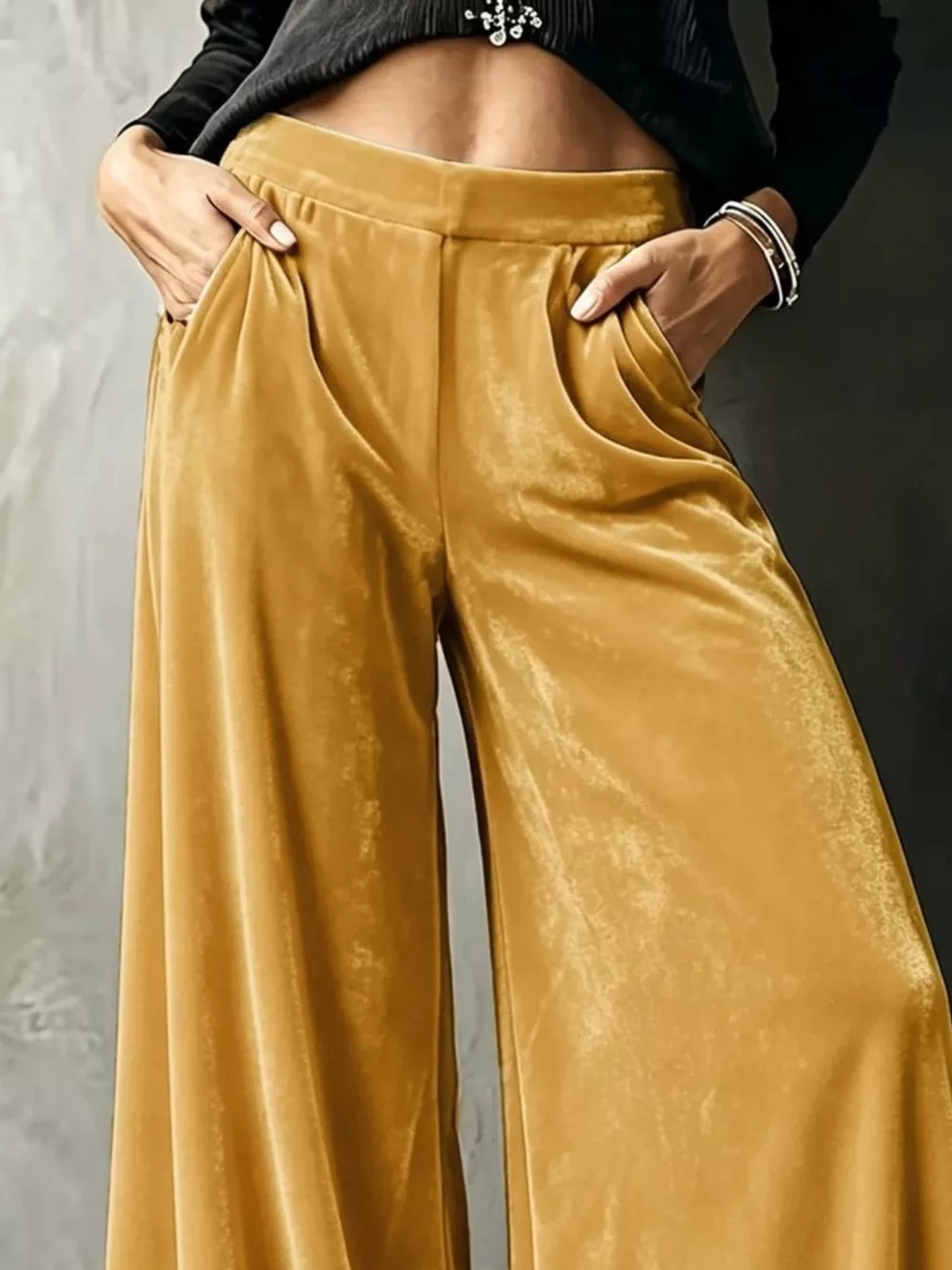 Full Size High-Waisted Wide-Leg Velvet Pants Plus Size, image 13