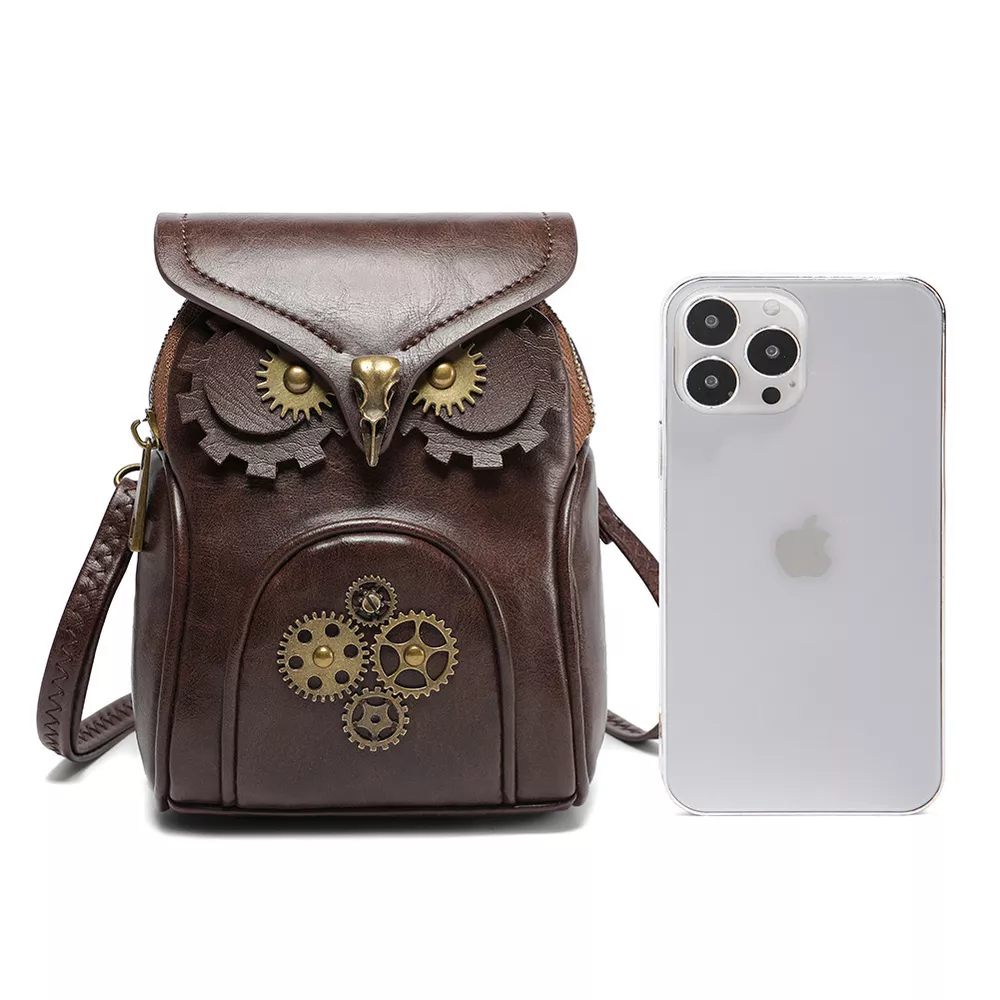 Steampunk Owl Design Crossbody Bag, image 6