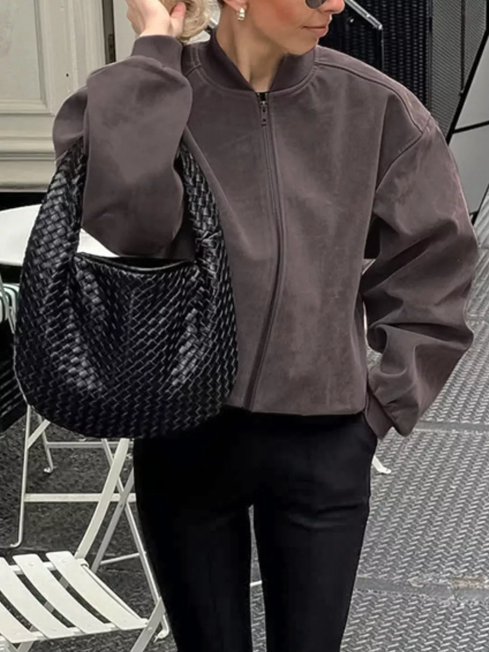 Zip Up Dropped Shoulder Jacket, image 5