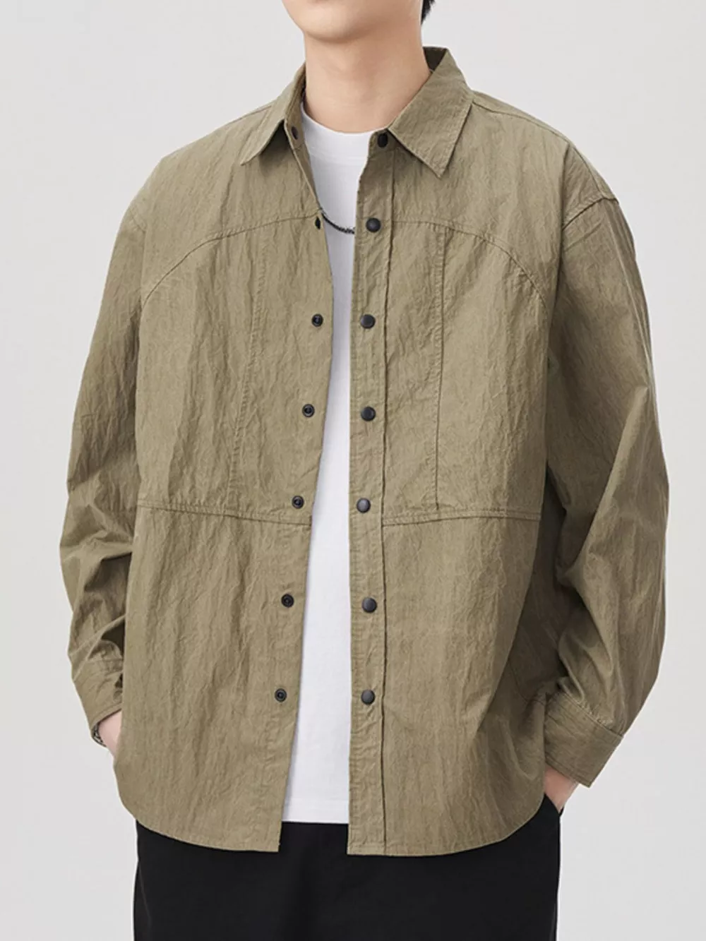 Men's Plus Size Button Up Long Sleeve Shirt, image 4