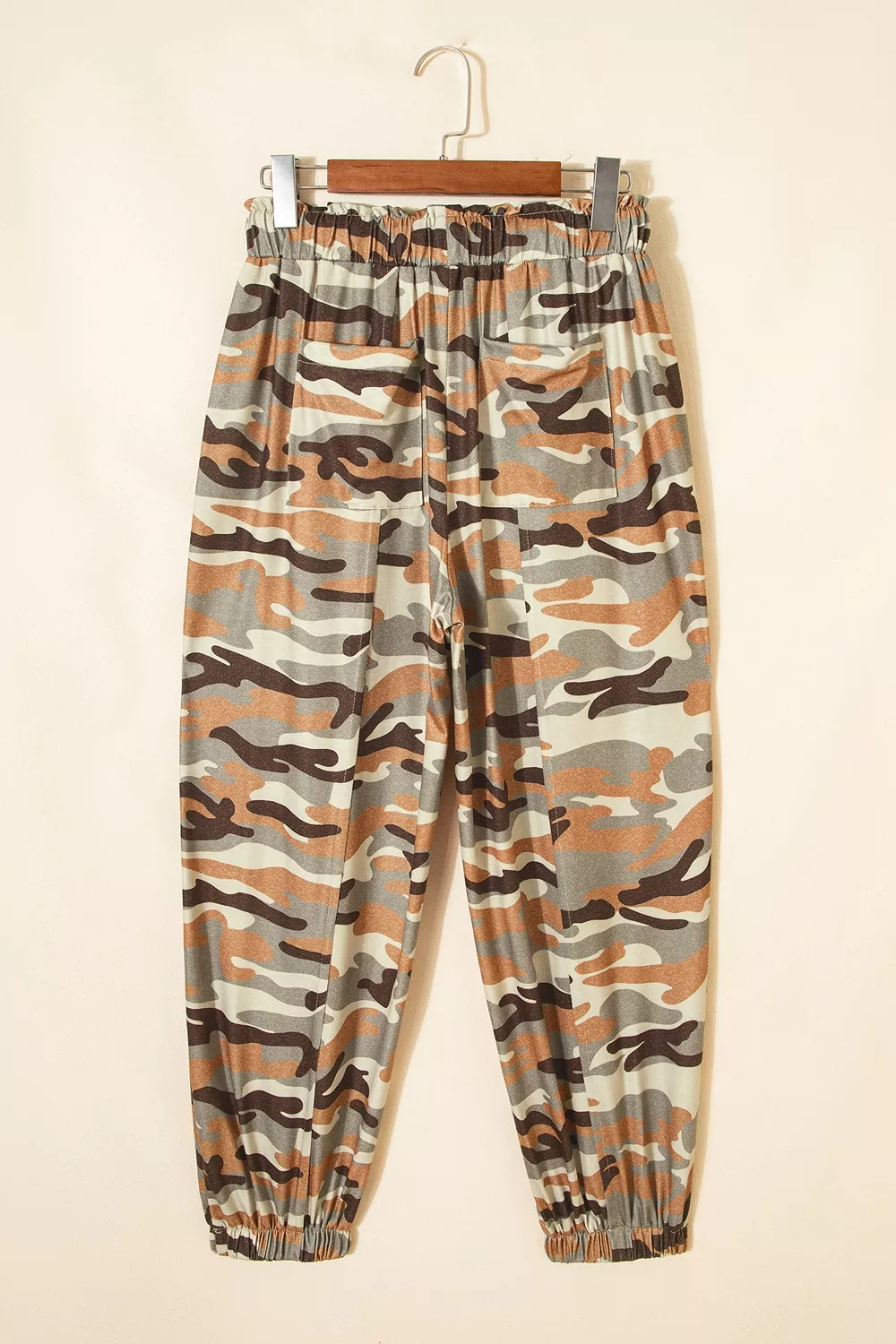 Camouflage Printed Drawstring Elastic Waist Jogger Pants, image 5
