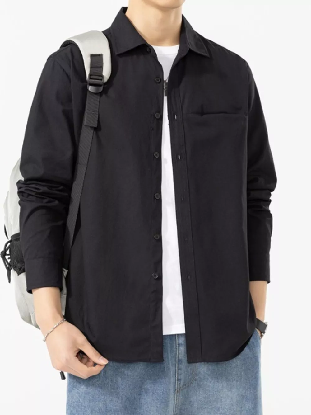 Men's Plus Size Button Up Long Sleeve Shirt, image 12