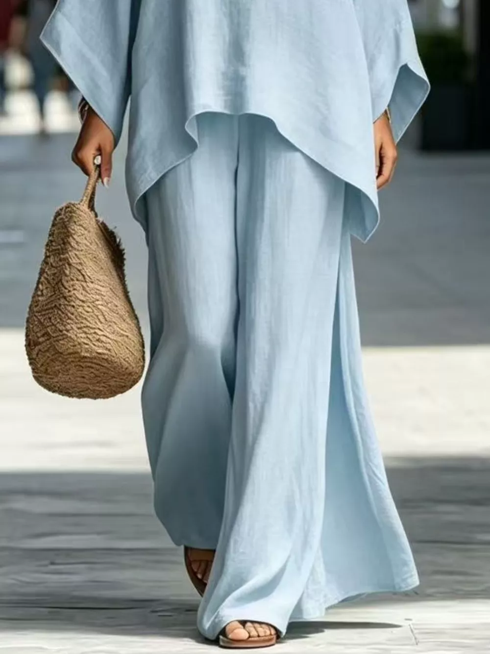 Full Size Batwing Sleeve Top and Wide-Leg Pants Set Plus Size, image 18