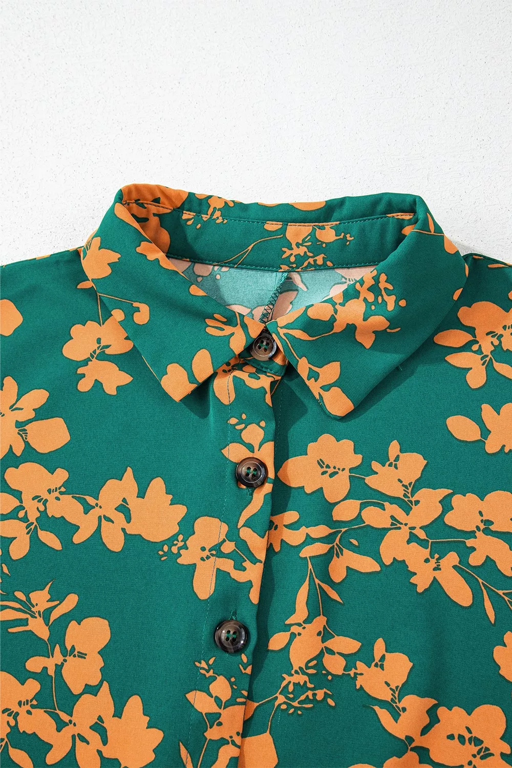 Printed Ruffled Hem Button Front Dress, image 7
