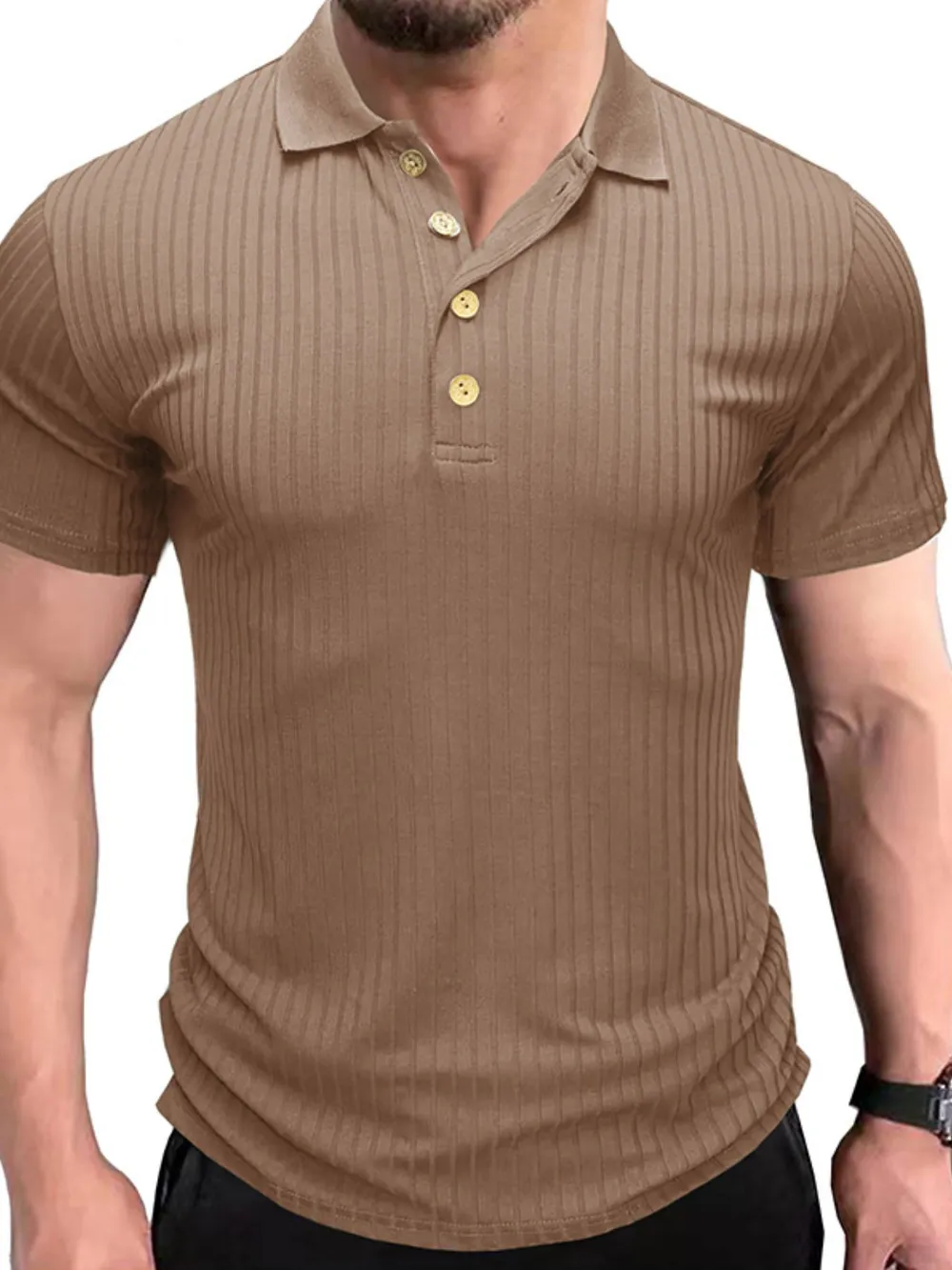 Men's Ribbed Knit Slim Fit Polo Shirt, image 7