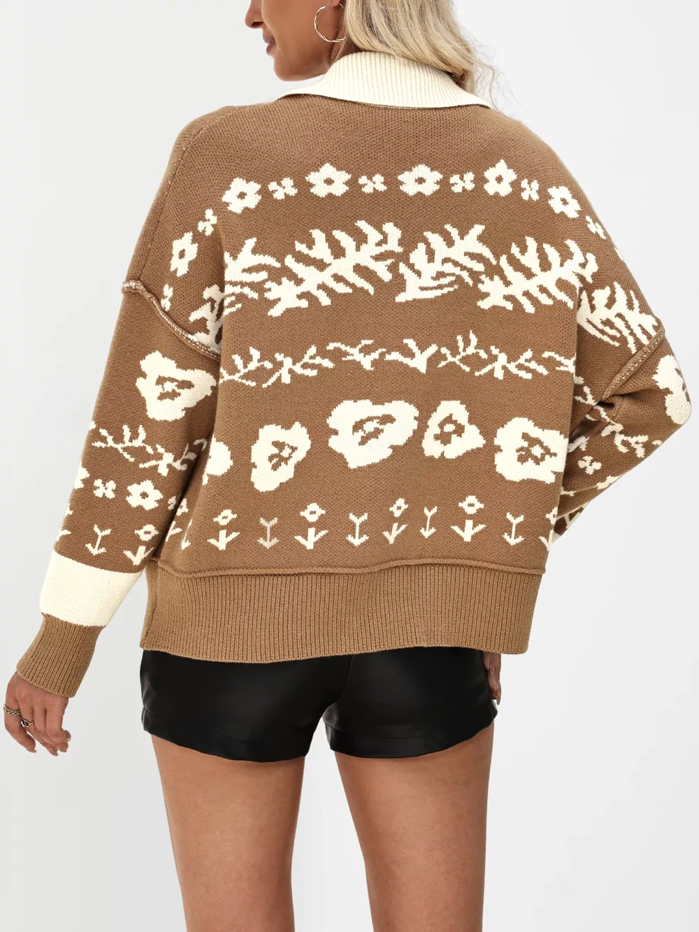 Floral Pattern Button-Down Cardigan, image 6