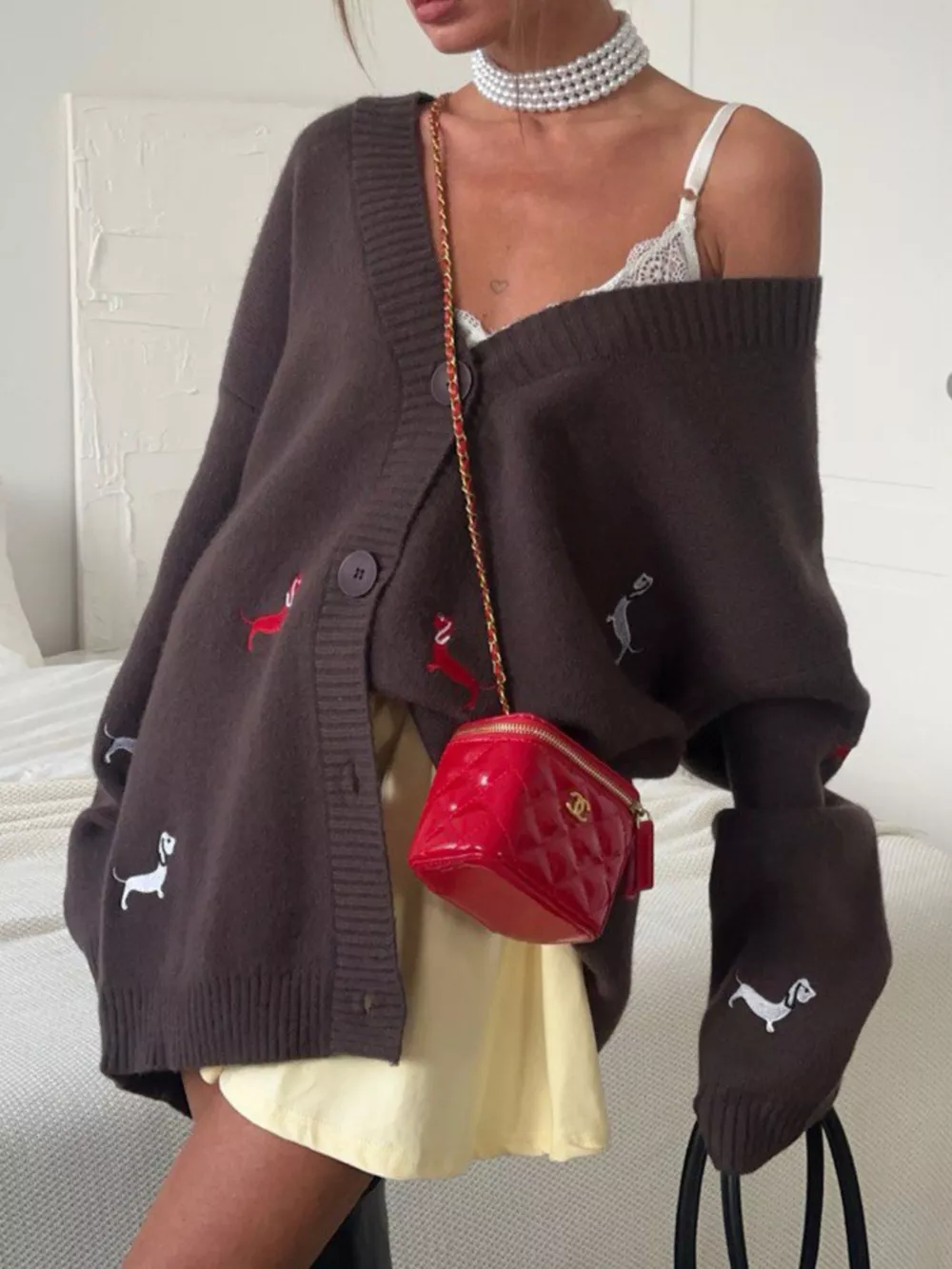 Embroidered Button Up Cardigan, image 7