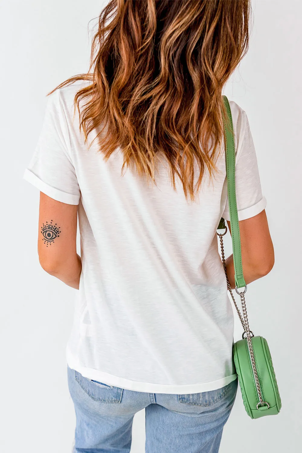 Letter Graphic Round Neck Short Sleeve T-Shirt, image 4