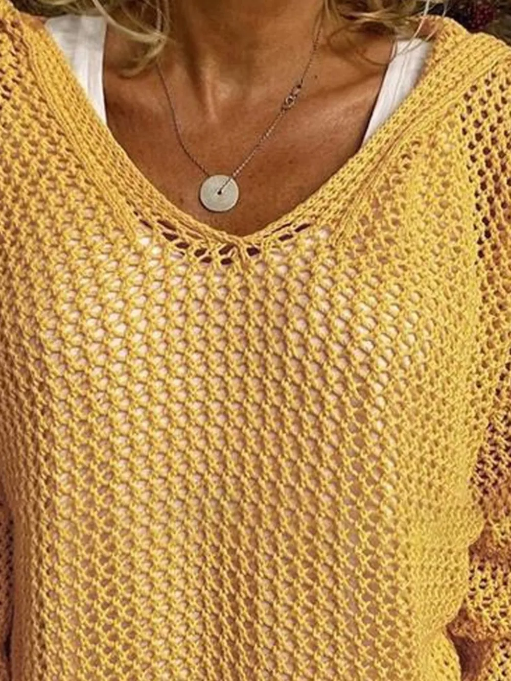 Openwork Long Sleeve Hooded Knit Cover Up, image 5