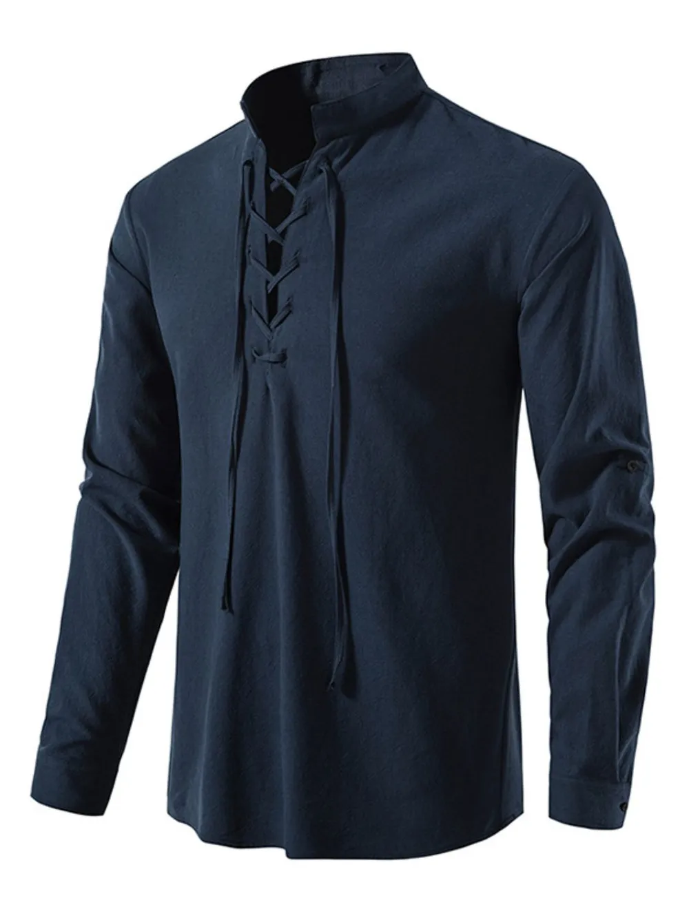 Men's Lace Up Long Sleeve Blouse, image 8