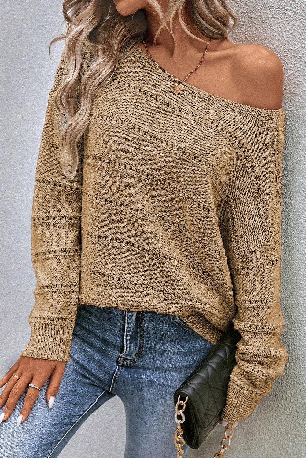 Boat Neck Dropped Shoulder Sweater, image 4