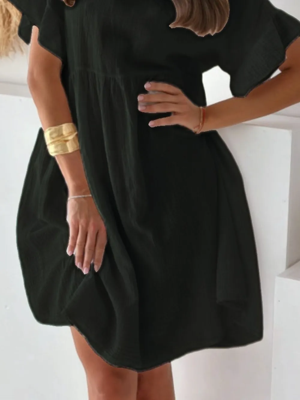 Round Neck Short Sleeve Mini Dress, image 3