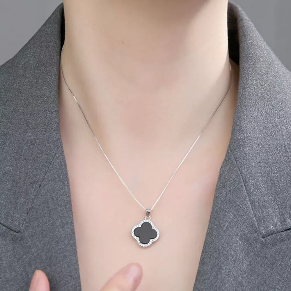 925 Sterling Silver Clover Pendant Necklace, image 6