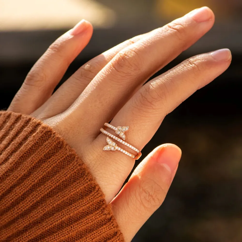925 Sterling Silver Inlaid Zircon Butterfly Ring, image 5