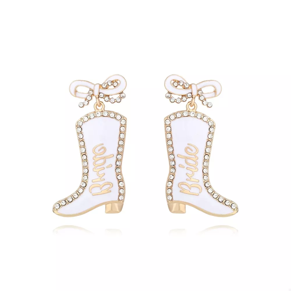 Cowgirl Boot Dangle Earrings with Bow, image 2
