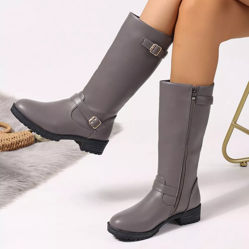 Round Toe Block Heels Boots, image 3