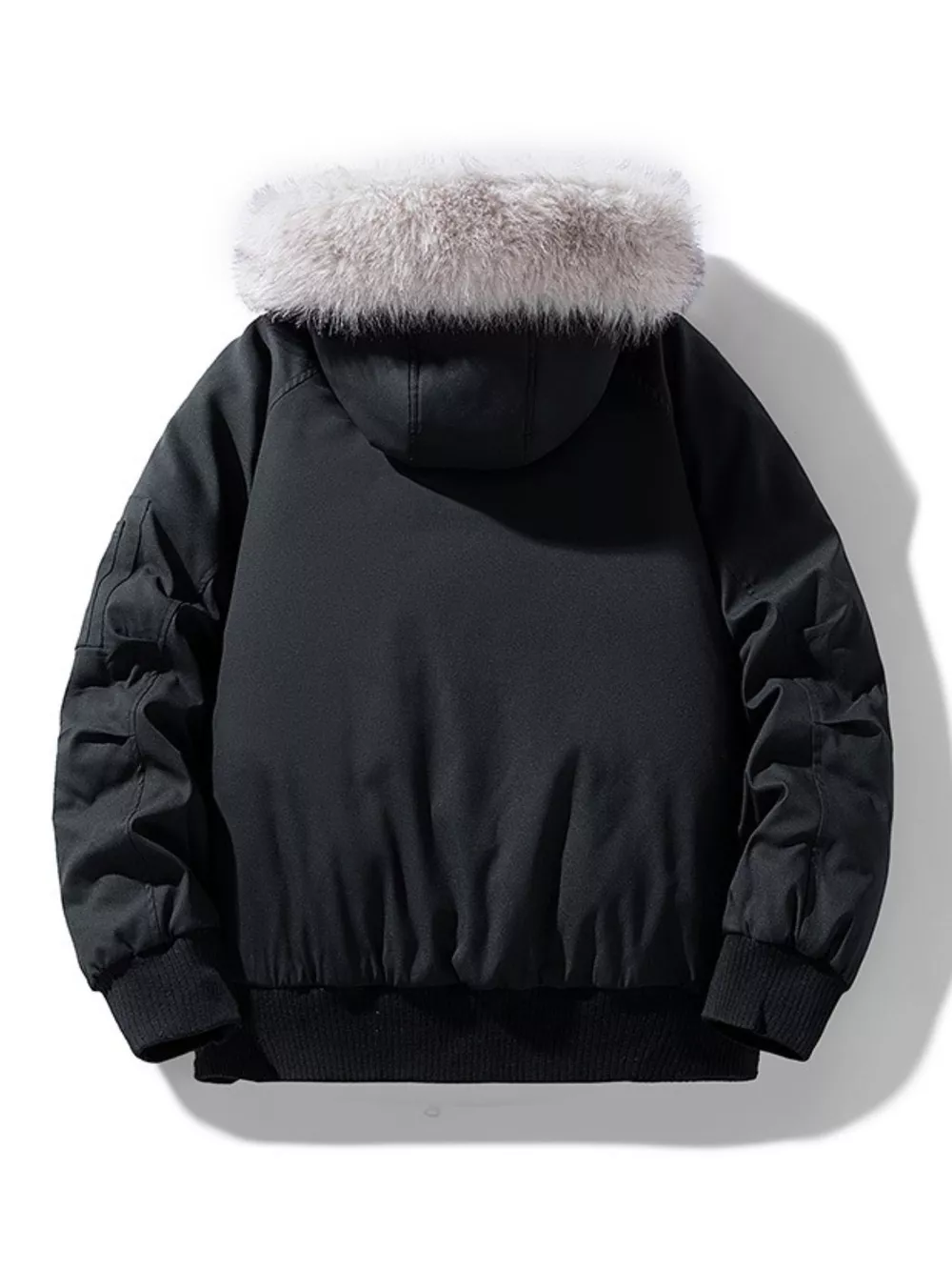 Men's Plus Size Faux Fur Hooded Padded Bomber Jacket, image 6