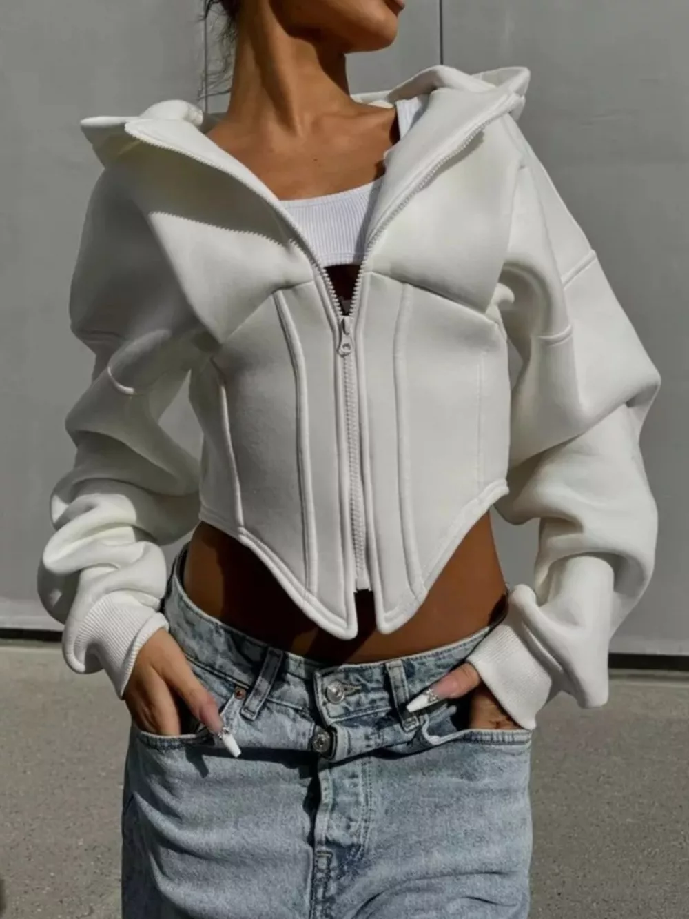 Zip-Up Cropped Hoodie, image 14