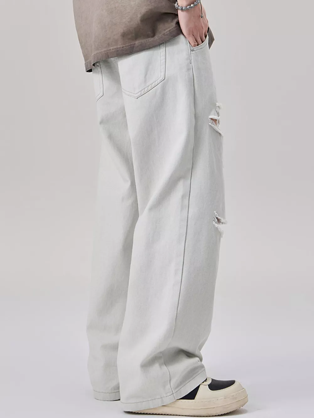 Men's Distressed Wide Leg Jeans, image 6