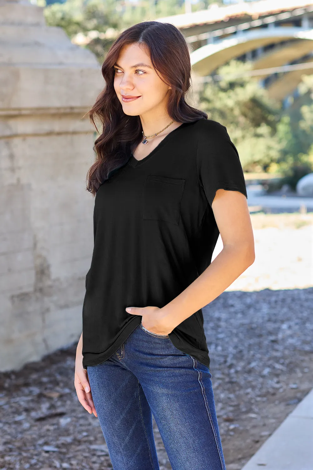 Bamboo Full Size V-Neck Short Sleeve T-Shirt, image 14