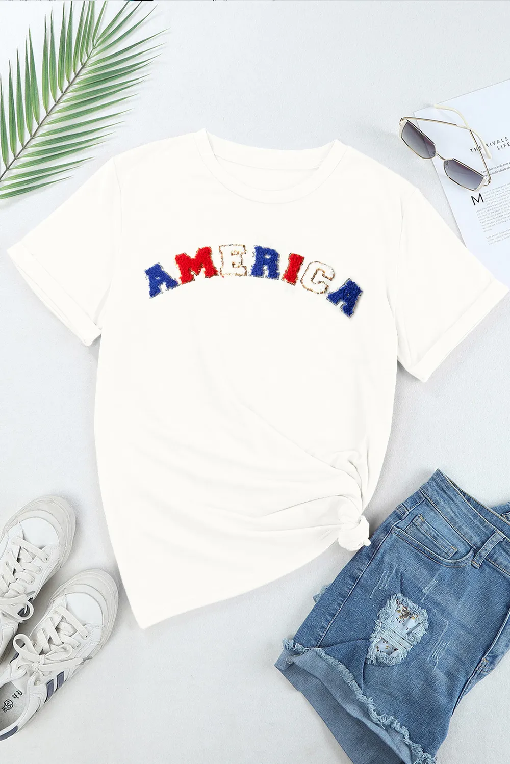 AMERICA Round Neck Short Sleeve T-Shirt, image 3