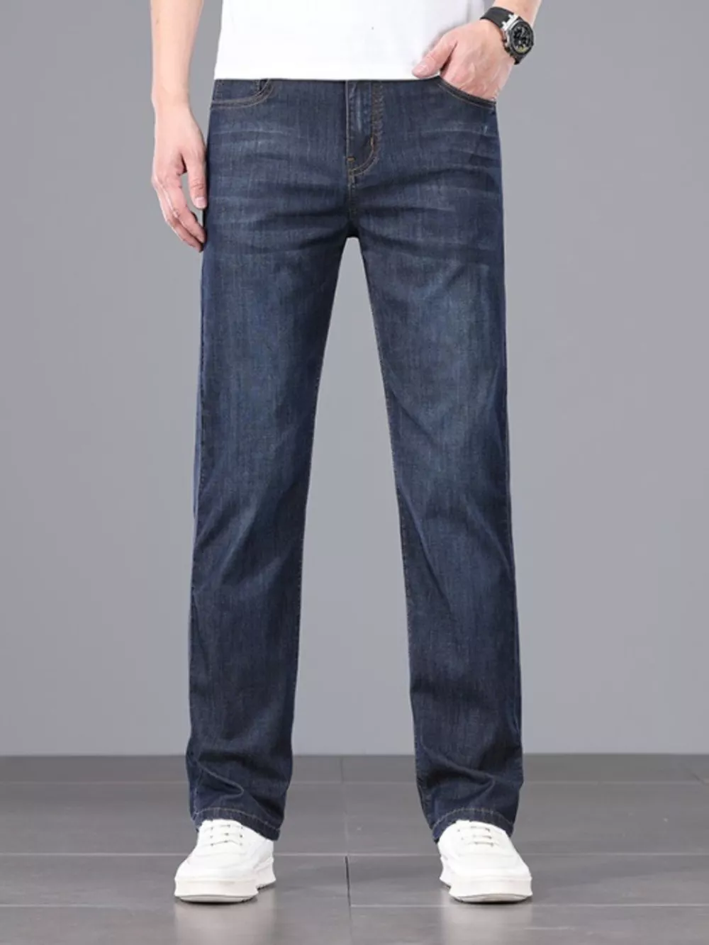 Men's Straight Fit Wash Jeans, image 7