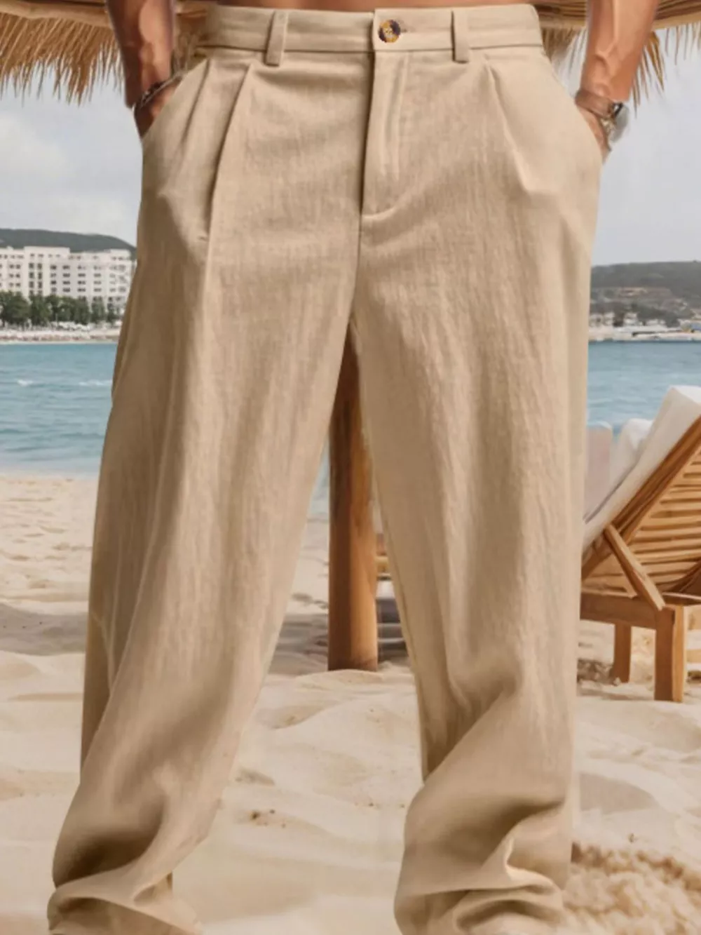 Men's Full Size Relaxed Fit Pleated Pants Plus Size, image 2