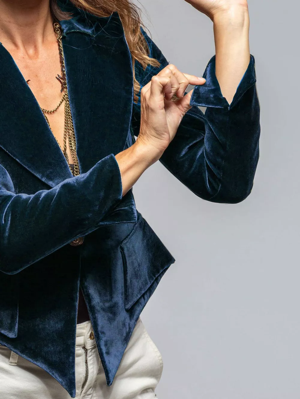 Velvet Lapel Collar One Button Blazer, image 8