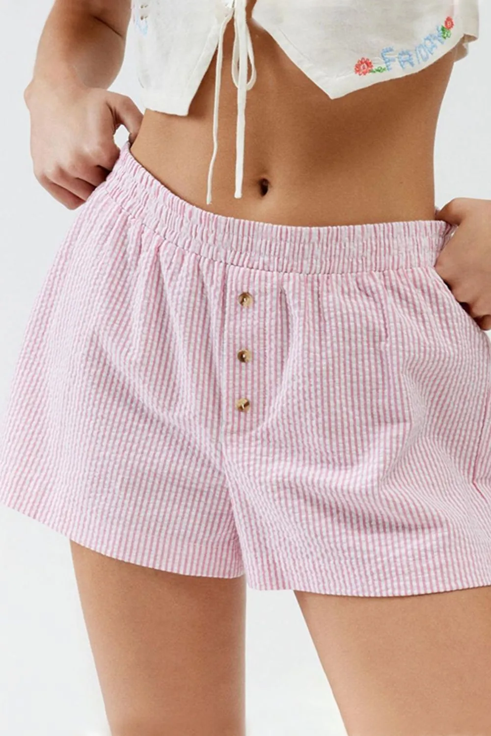 Striped Elastic Waist Shorts, image 15