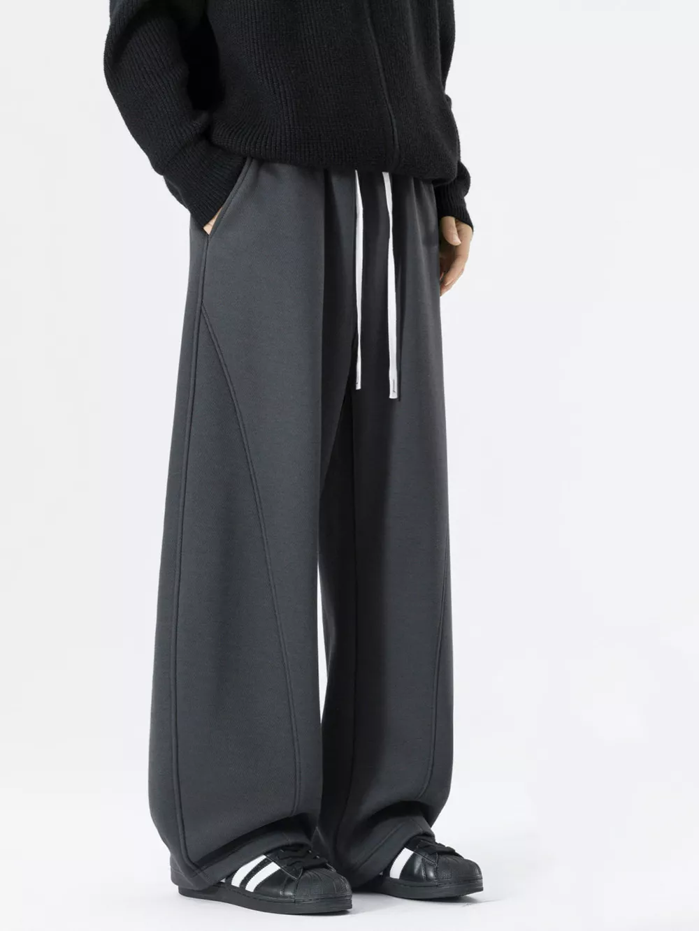 Men's Plus Size Loose Fit Drawstring Wide Leg Pants, image 2