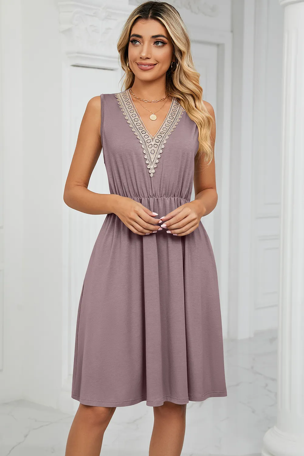 Pocketed V-Neck Wide Strap Dress, image 25