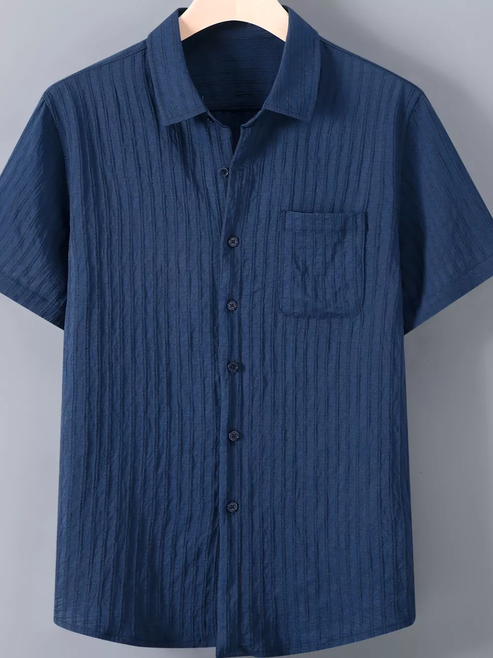 Men's Plus Size Textured Button Up Short-Sleeve Shirt, image 4