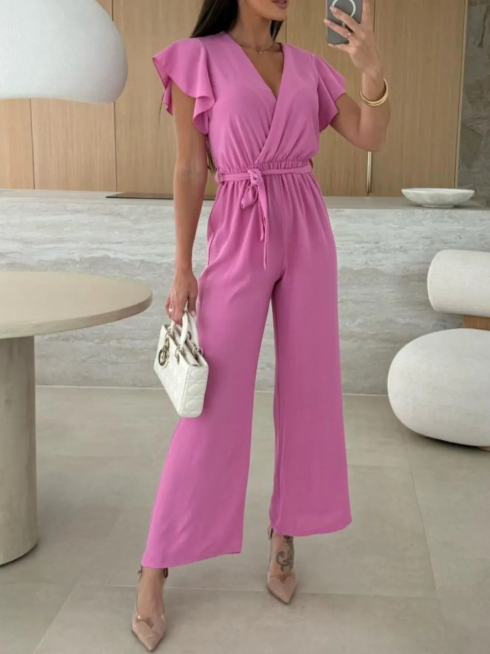 Tied Ruffled Wide Leg Jumpsuit, image 11