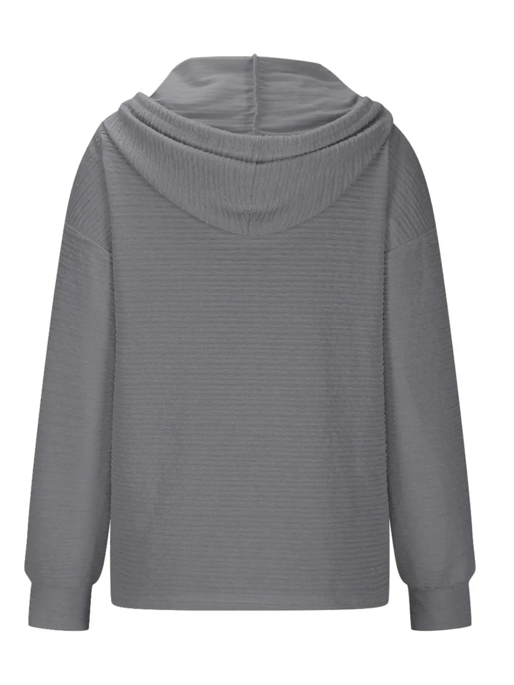 Drawstring Quarter Button Long Sleeve Hoodie, image 9