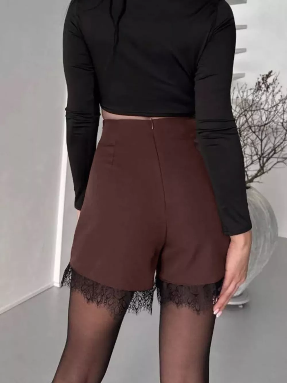 High-Waisted Lace Hem Skort, image 10