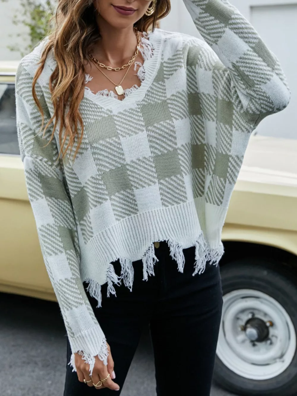 Frayed Hem Long Sleeve Sweater, image 11