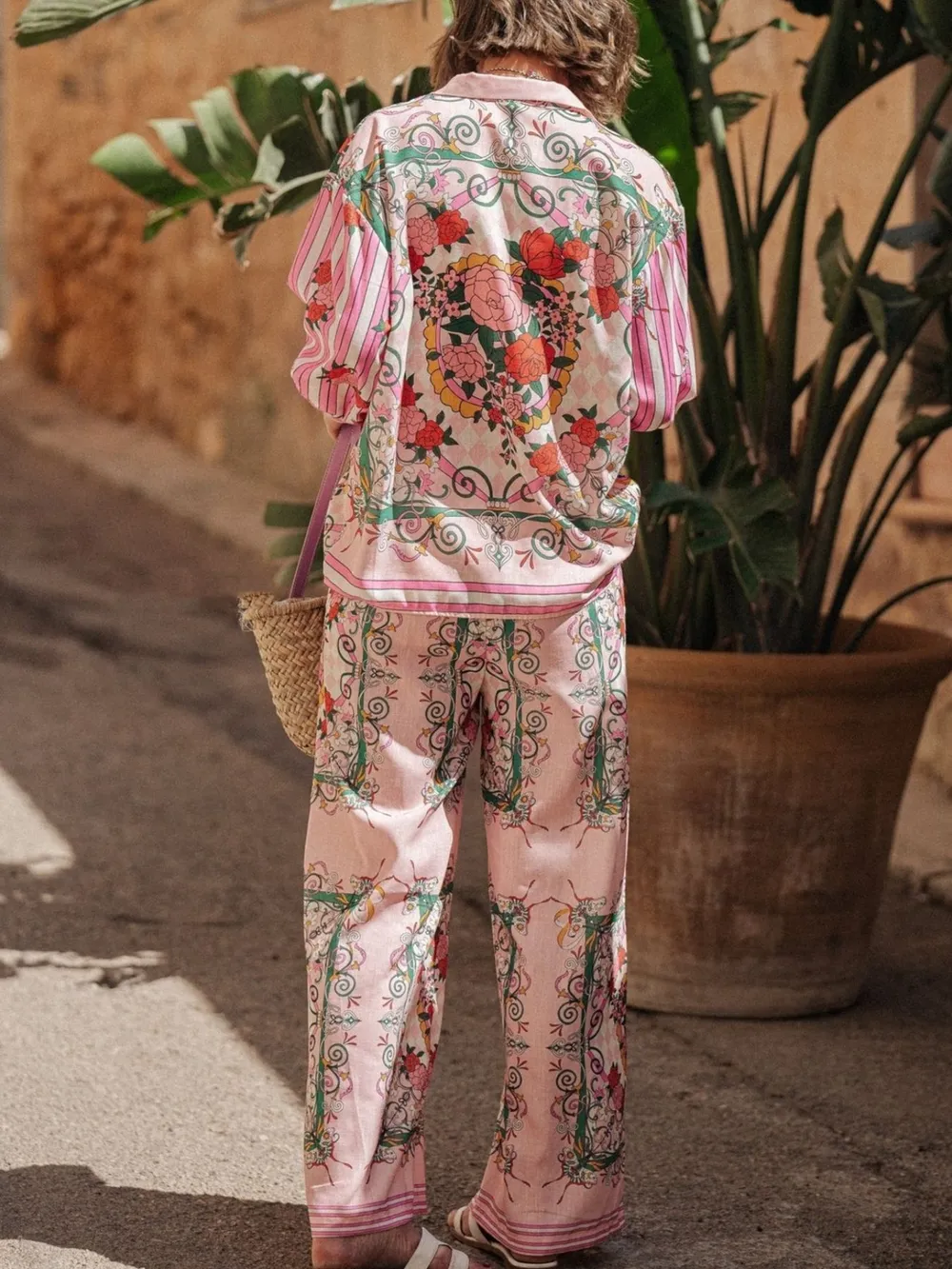 Printed Button Up Shirt and Pants Set, image 4