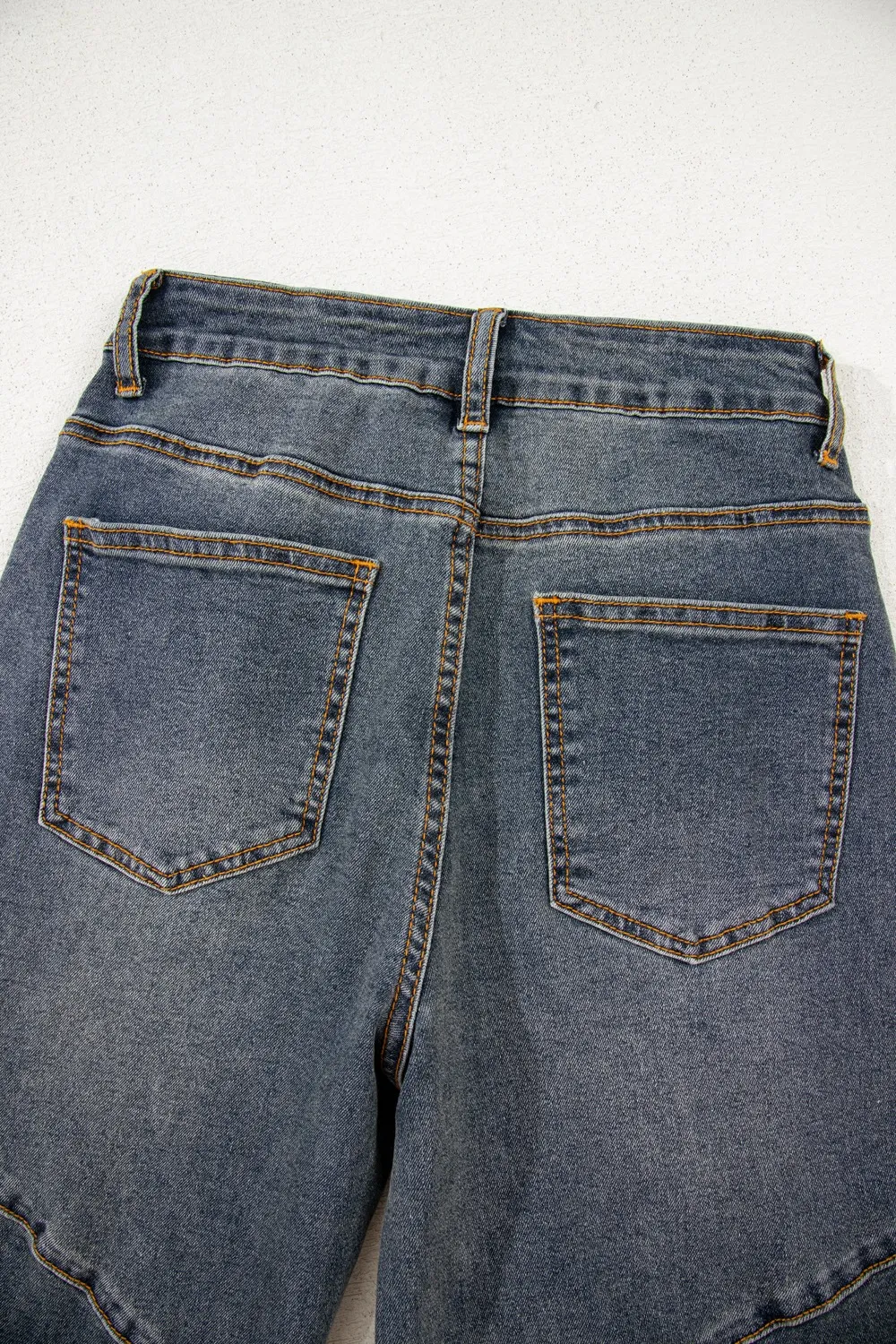 Exposed Stitching Loose Straight High Waist Jeans, image 4