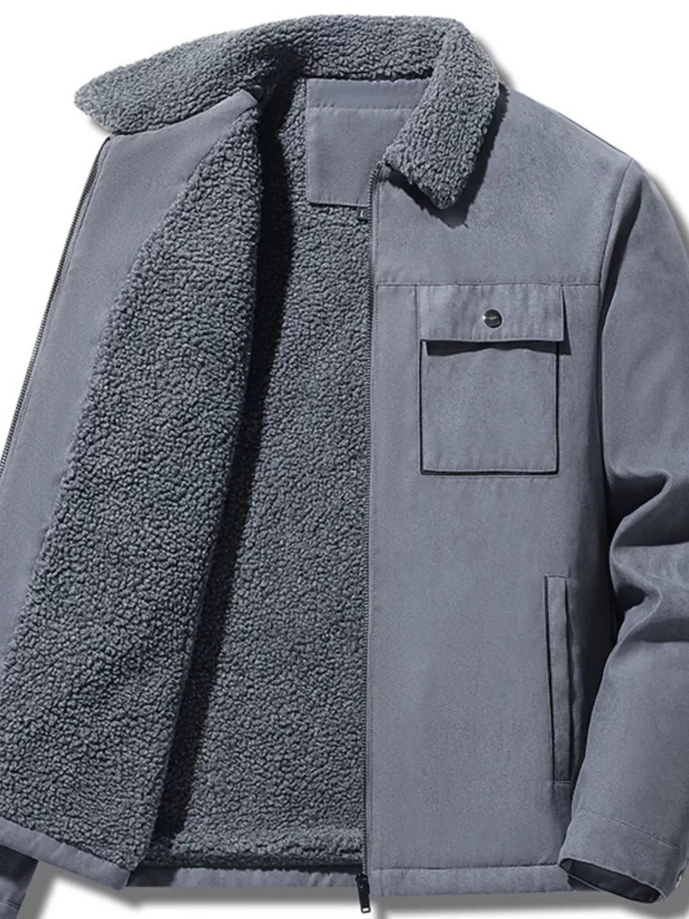 Men's Plus Size Sherpa-Lined Canvas Utility Jacket, image 8