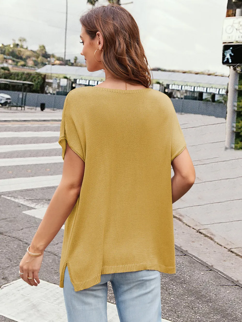 Notched Short Sleeve Knit Top, image 16