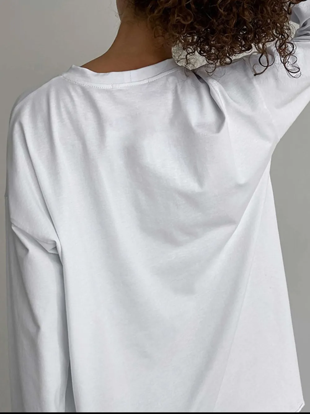 Round Neck Long Sleeve Oversized T-Shirt, image 3