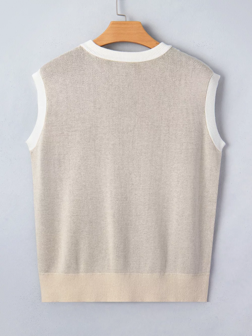 Horse Shoe Print Color Block Trim Round Neck Sleeveless Sweater, image 8