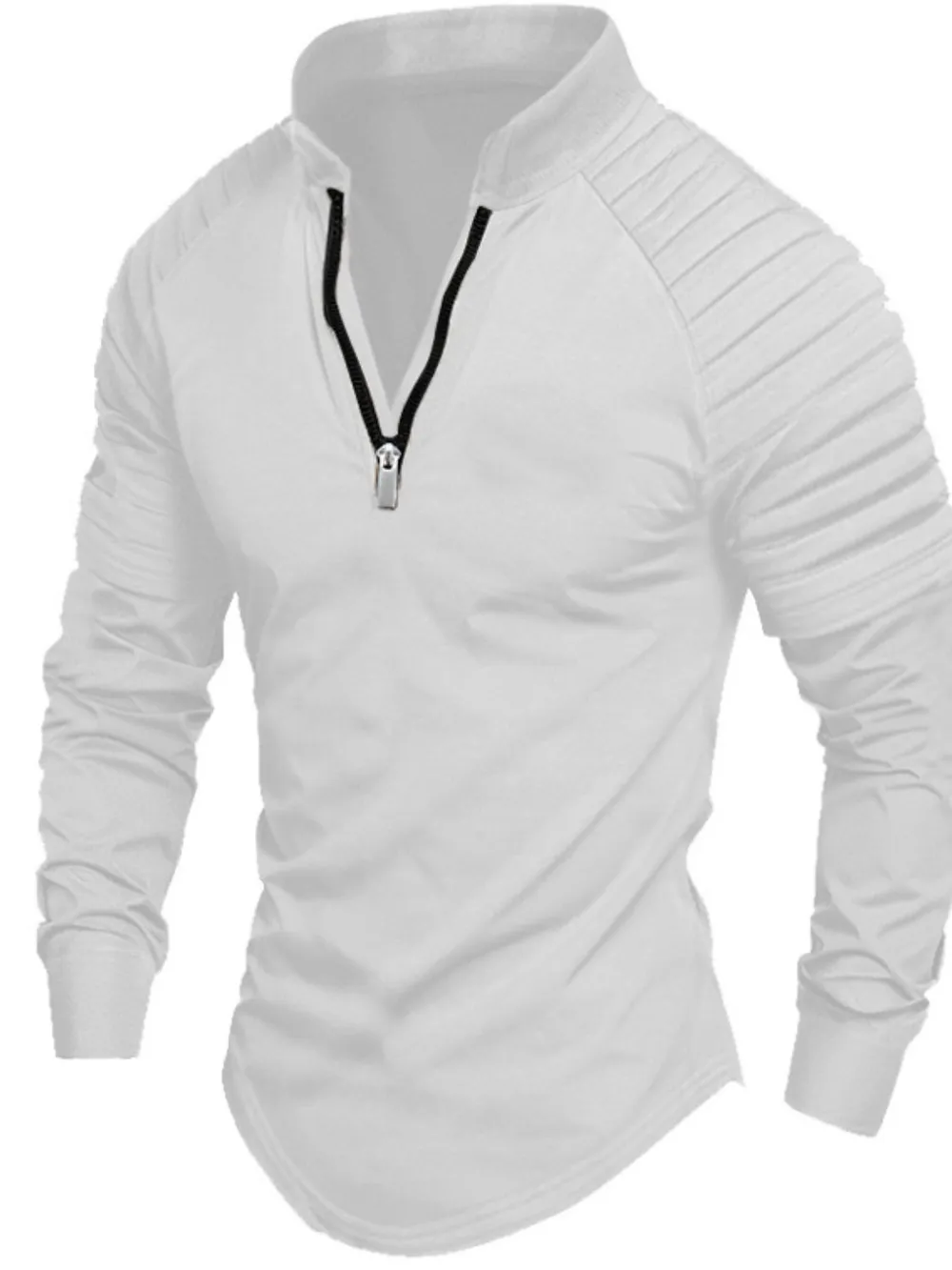 Men's Full Size Quarter Zip Long Sleeve Polo Plus SIze, image 5