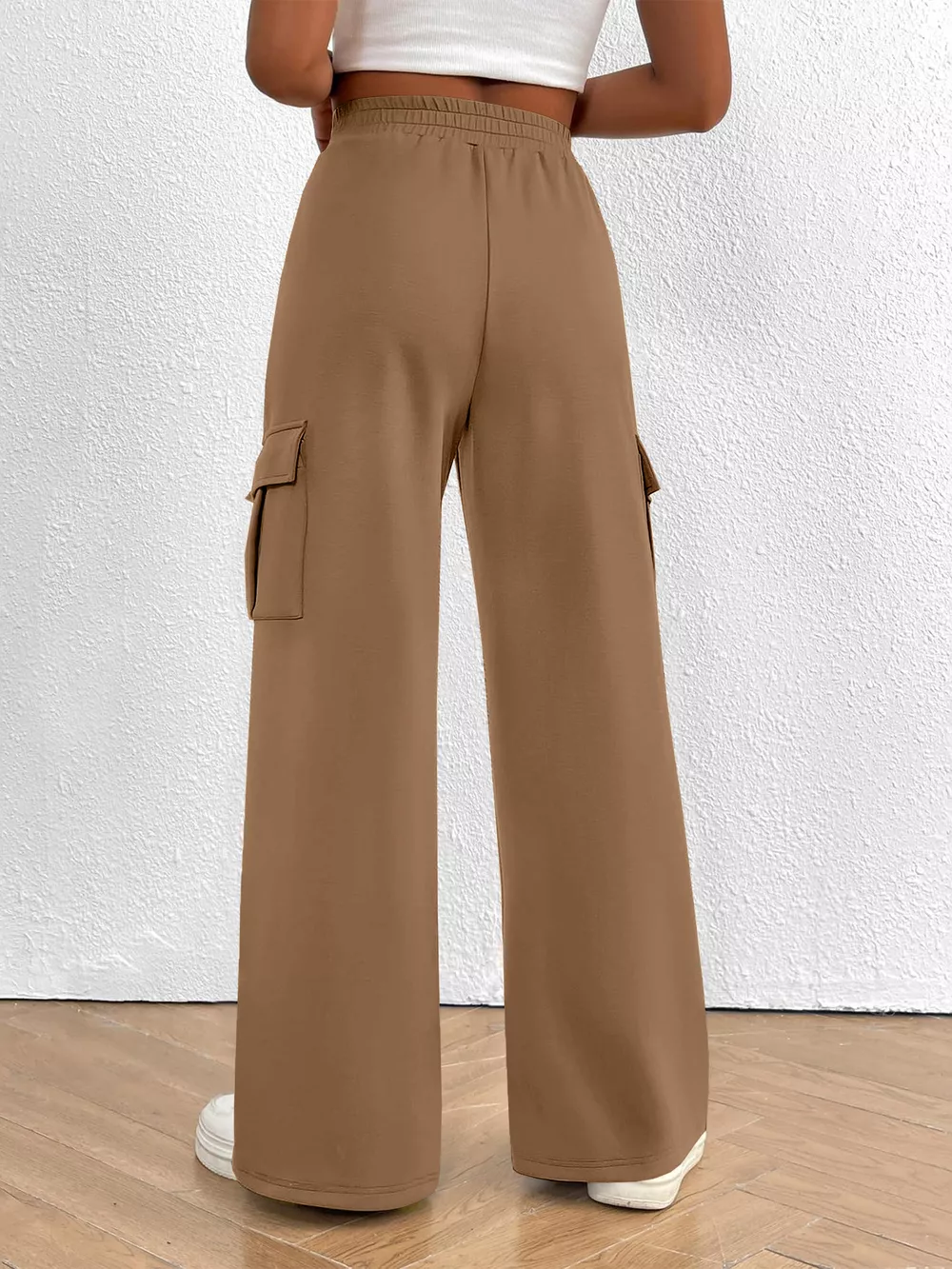 Casual High Waist Cargo Pants with Drawstring, image 8