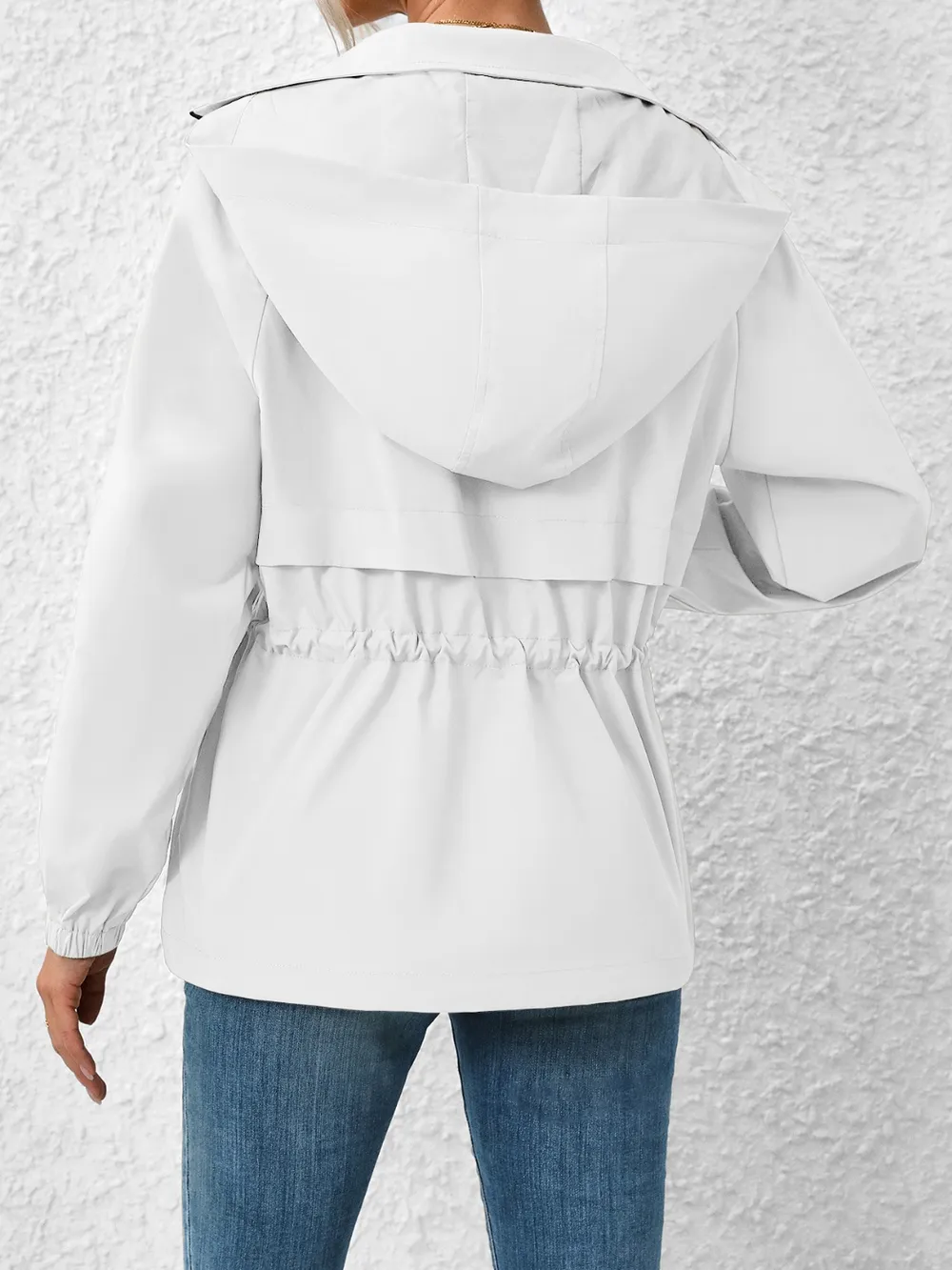 Drawstring Zip Up Hooded Jacket, image 6