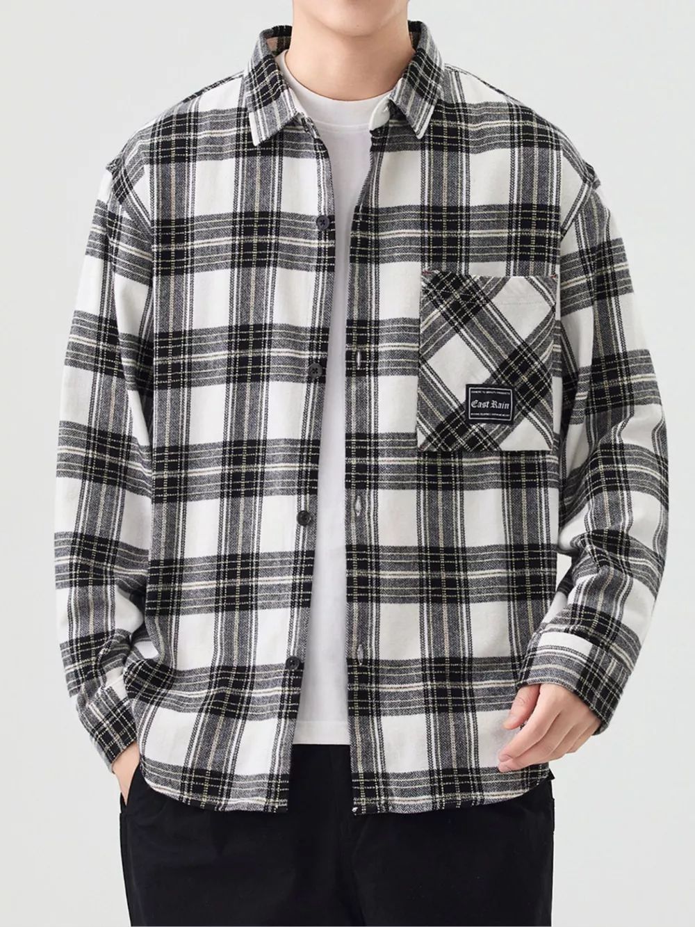 Men's Plus Size Casual Plaid Button Up Shirt, image 3