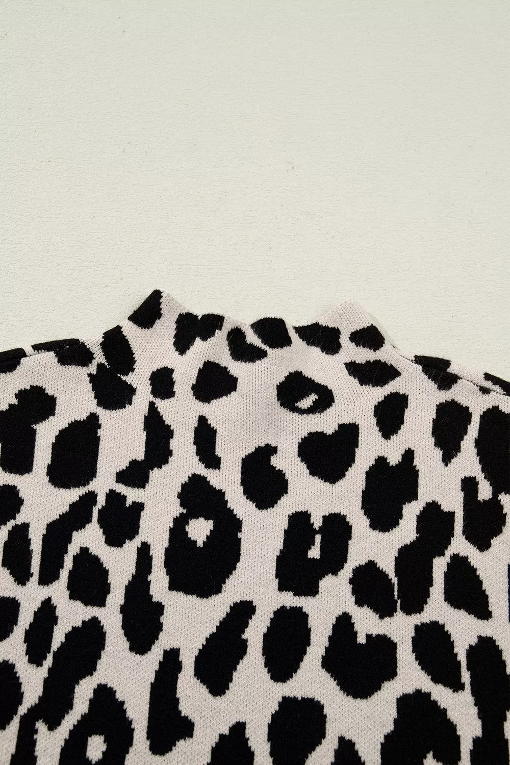 Leopard Print High Neck Short Sleeve Sweater, image 10