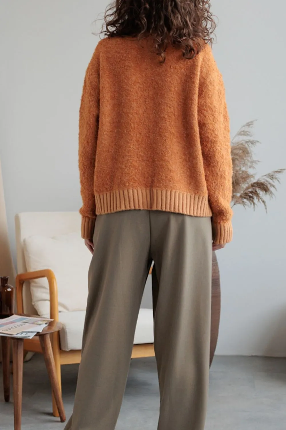 Collared Neck Button Down Long Sleeve Cardigan, image 7